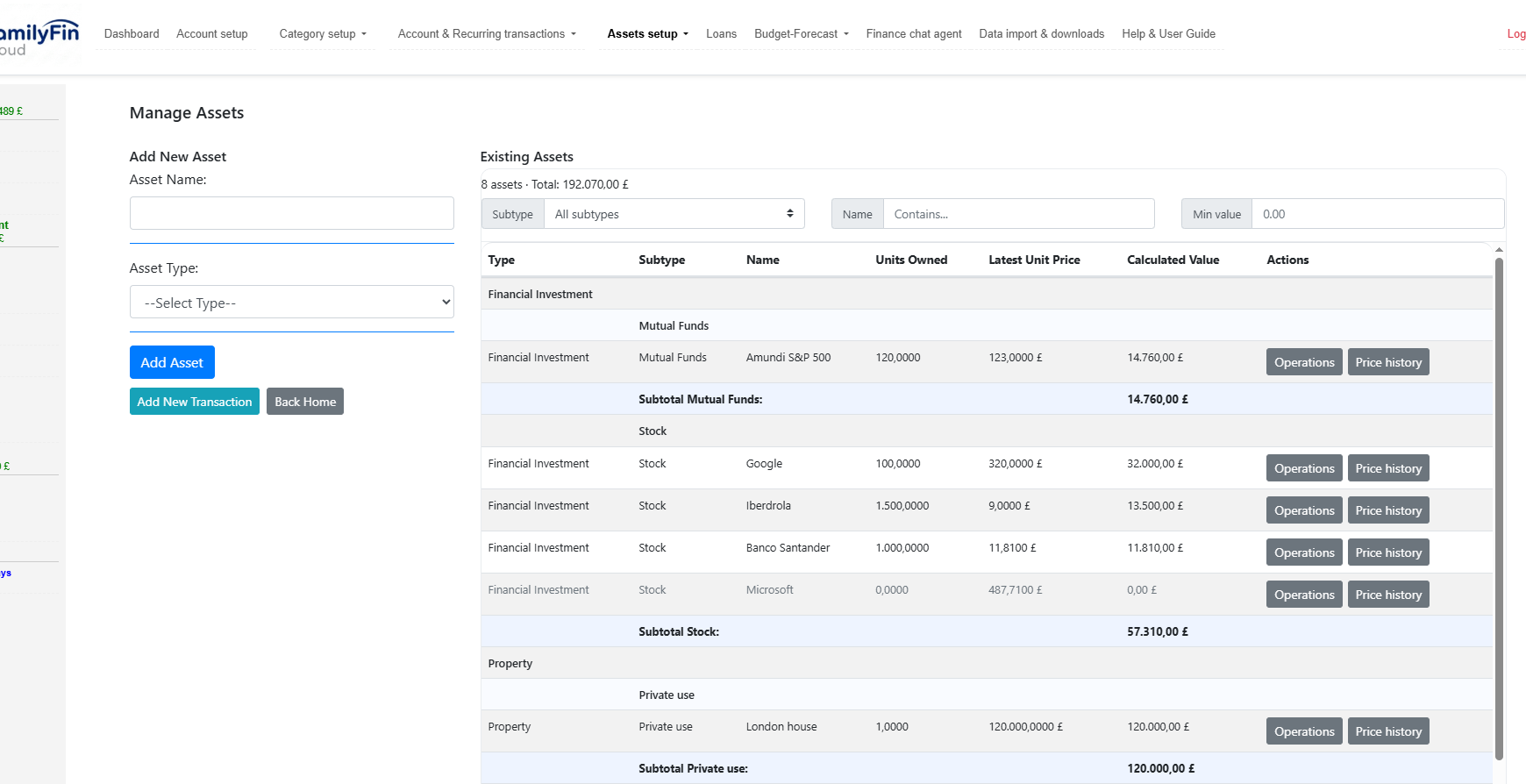 Add asset — details form