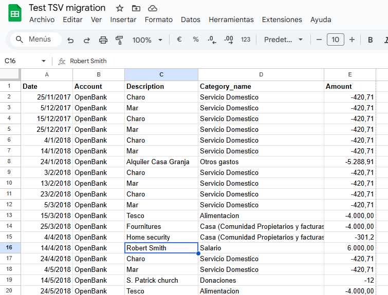 Migration process — required TSV fields and spreadsheet template