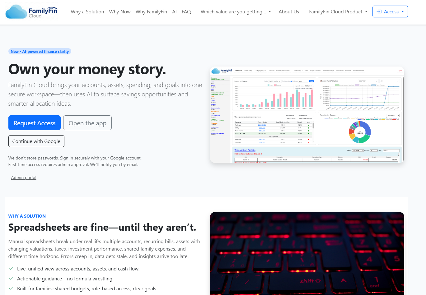 Public website — landing page overview