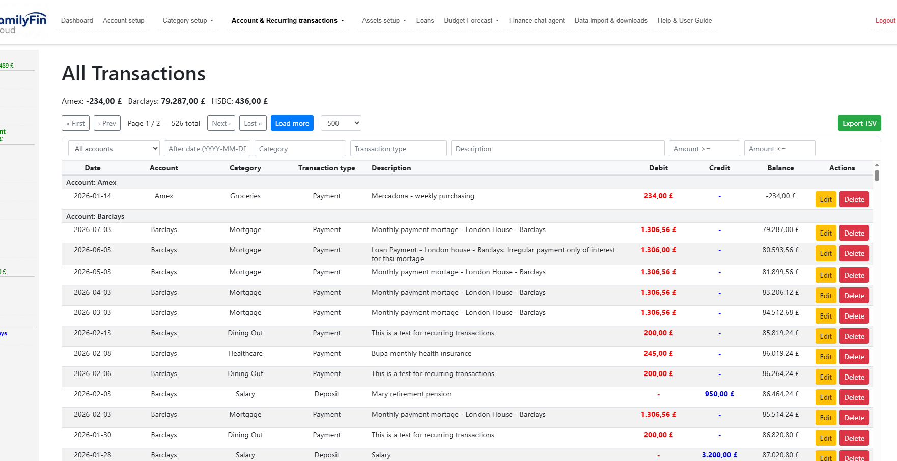 View & edit all transactions — global list